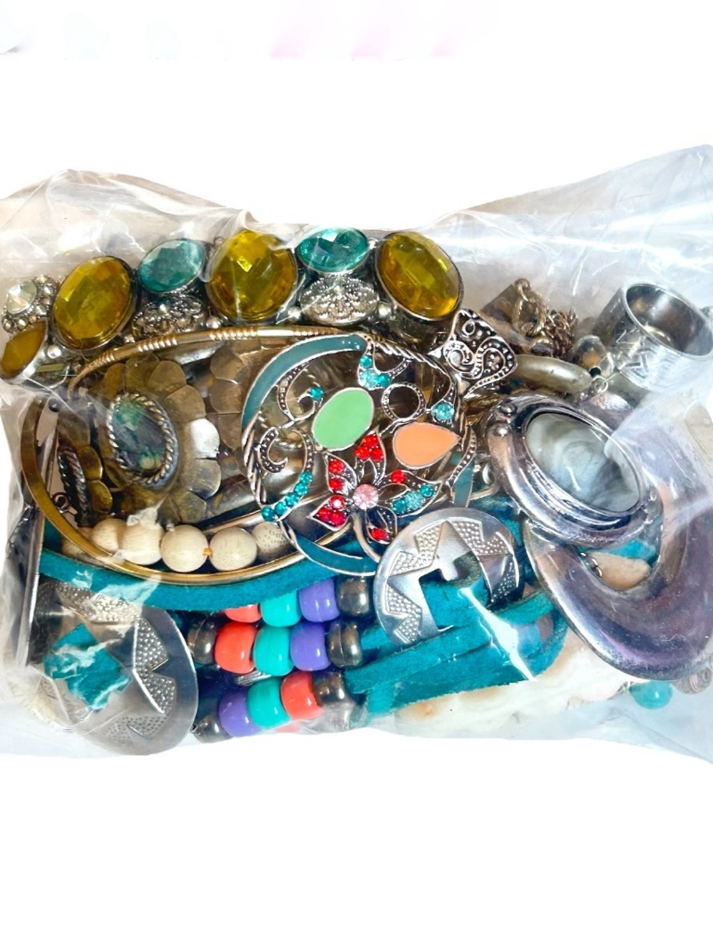 Mystery Jewelry Lot Bag Necklaces Pendants Bracelets Earrings Rhinestone Jar